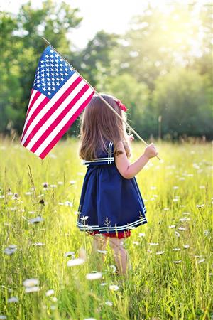 Girl with American Flag