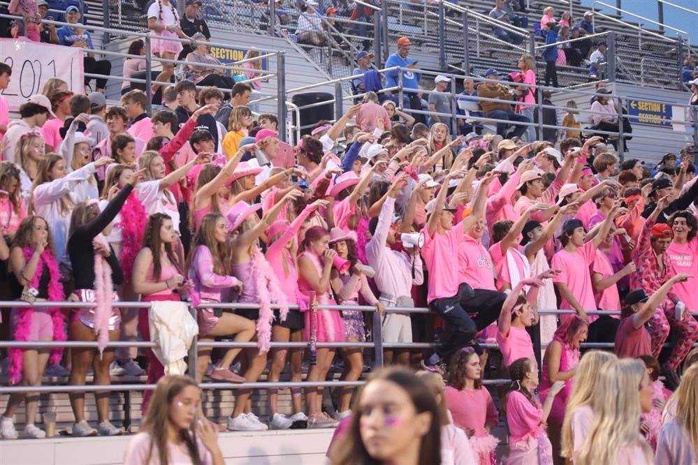 Students at the 2021 Pink Out Football Game