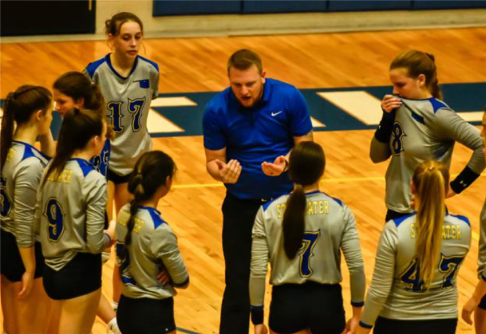  Drue Brown Coaching SHS Volleyball Players 