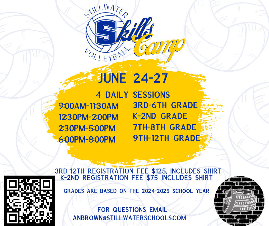 Volleyball Skills Camp - Contact anbrown@stillwaterschools.com for details