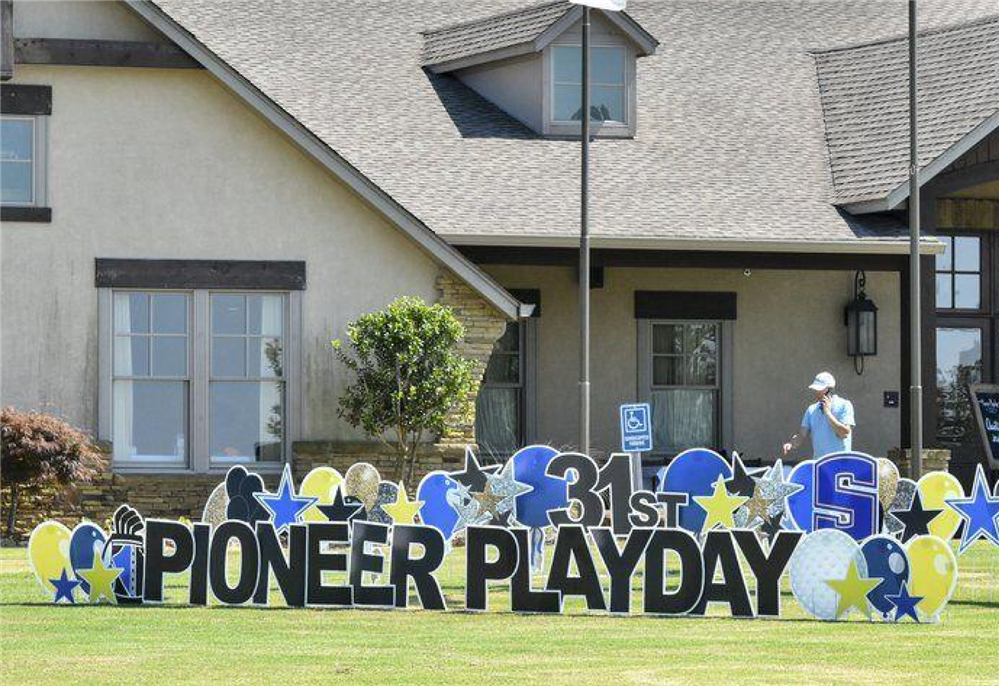  Pioneer Playday sign in front of Stillwater Country Club